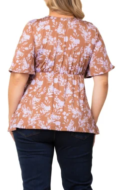 Abby Twist Front Lavender Florals Top - Plus