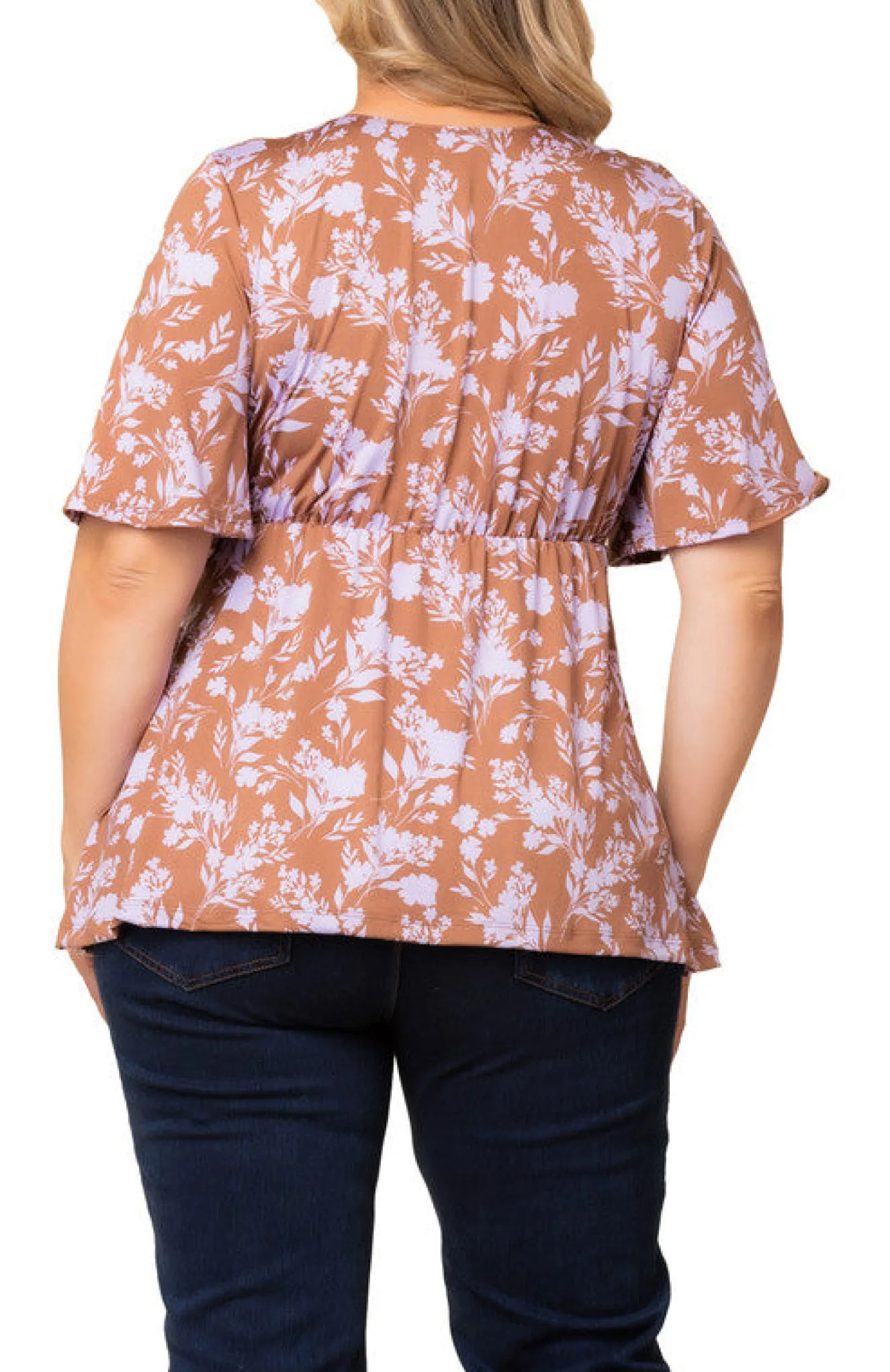 Abby Twist Front Lavender Florals Top - Plus
