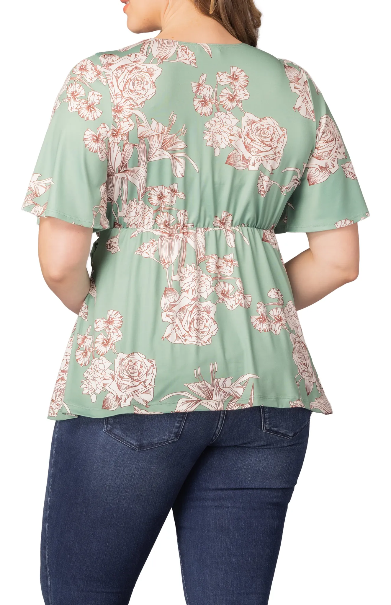 Abby Twist Front Top- Sage Garden Print -Plus