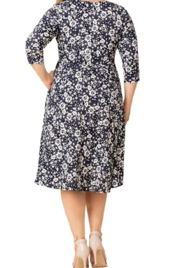 Aegean Blue Florals Royal Sweetheart Cocktail Dress - Plus