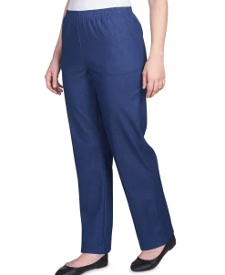 Alfred Dunner Classic All-Around Elastic Waistband Denim Pant, Average Length