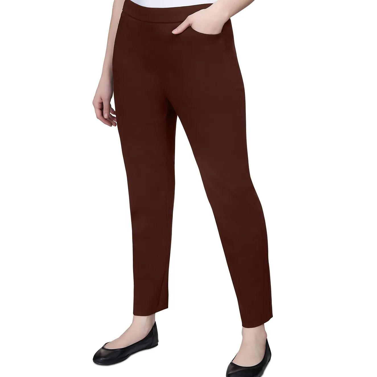 Alfred Dunner Classic Allure Fit Proportioned Pant with Elastic Comfort Waistband, Short