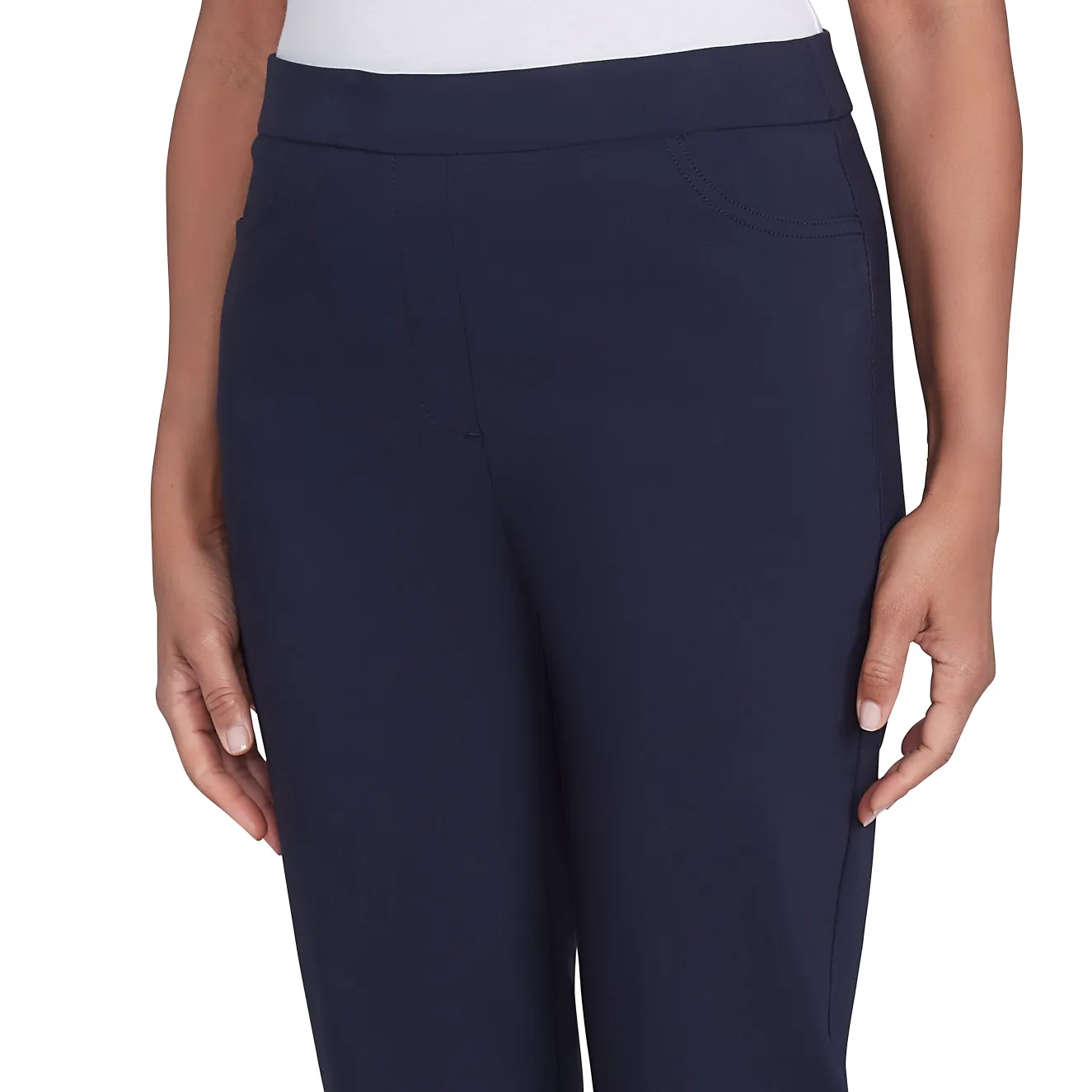 Alfred Dunner Classic Allure Fit Proportioned Pant with Elastic Comfort Waistband, Short