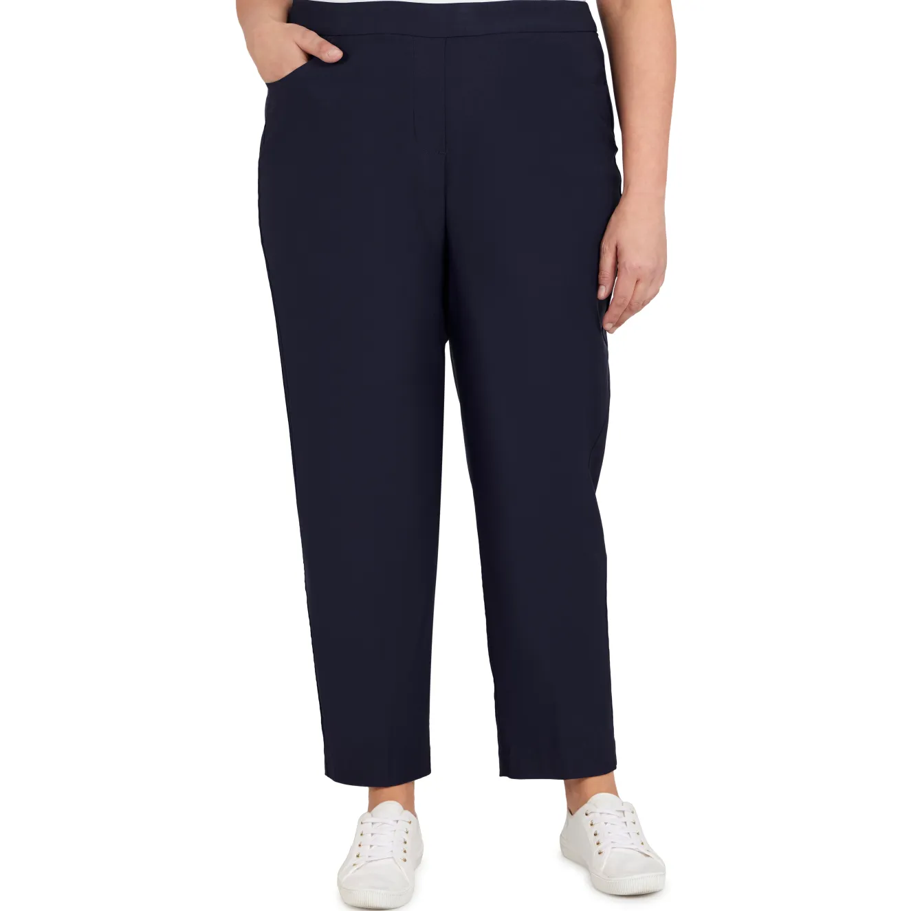 Alfred Dunner Classic Allure Fit Proportioned Pant with Elastic Comfort Waistband, Short Length, Plus