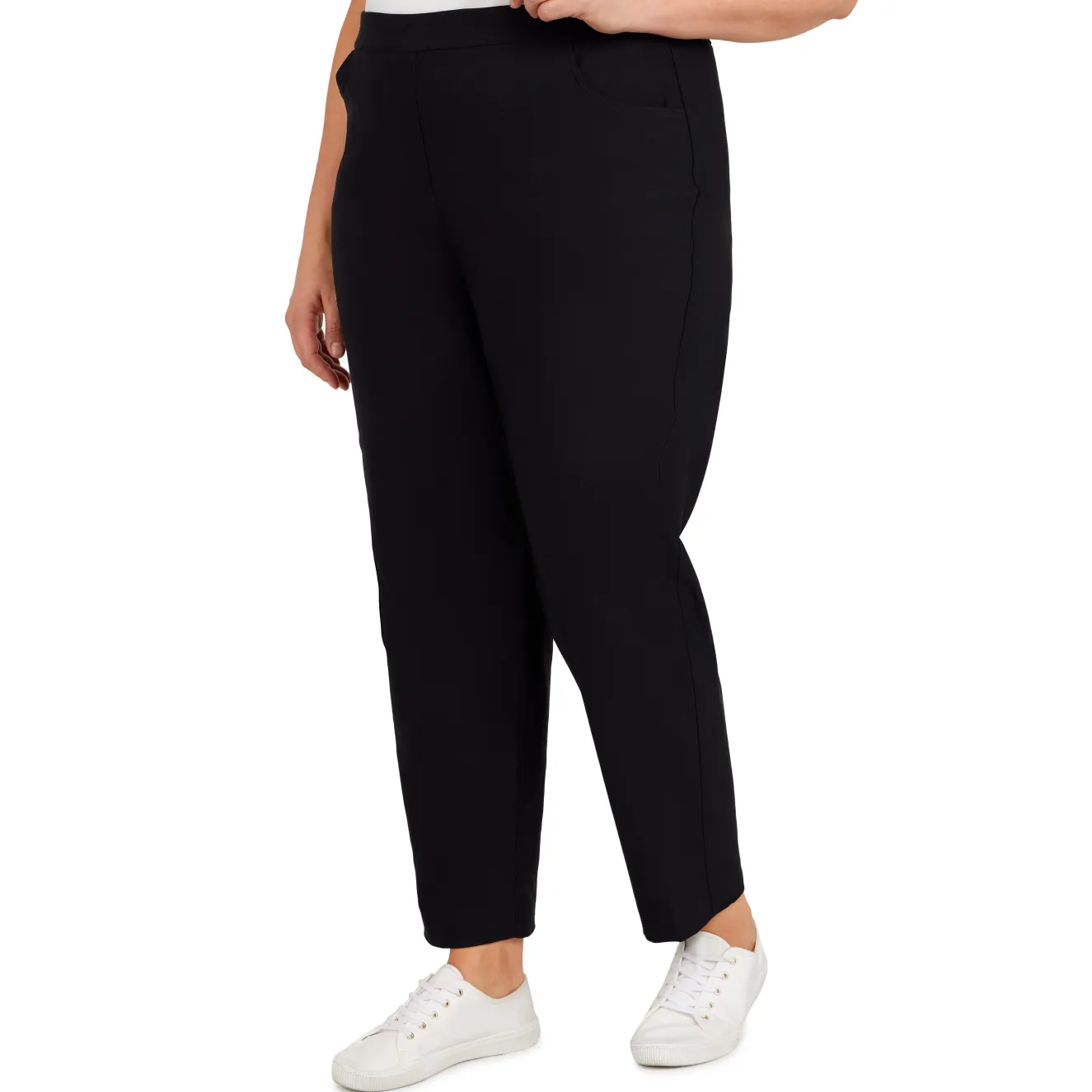 Alfred Dunner Classic Allure Fit Proportioned Pant with Elastic Comfort Waistband, Short Length, Plus