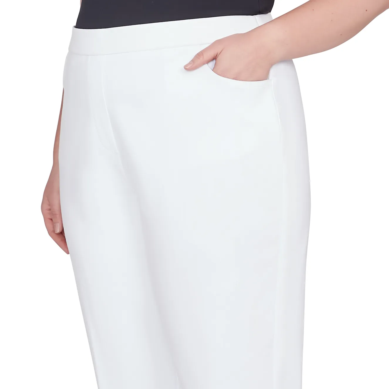 Alfred Dunner Classic Allure Fit Proportioned Pant with Elastic Comfort Waistband, Short Length, Plus