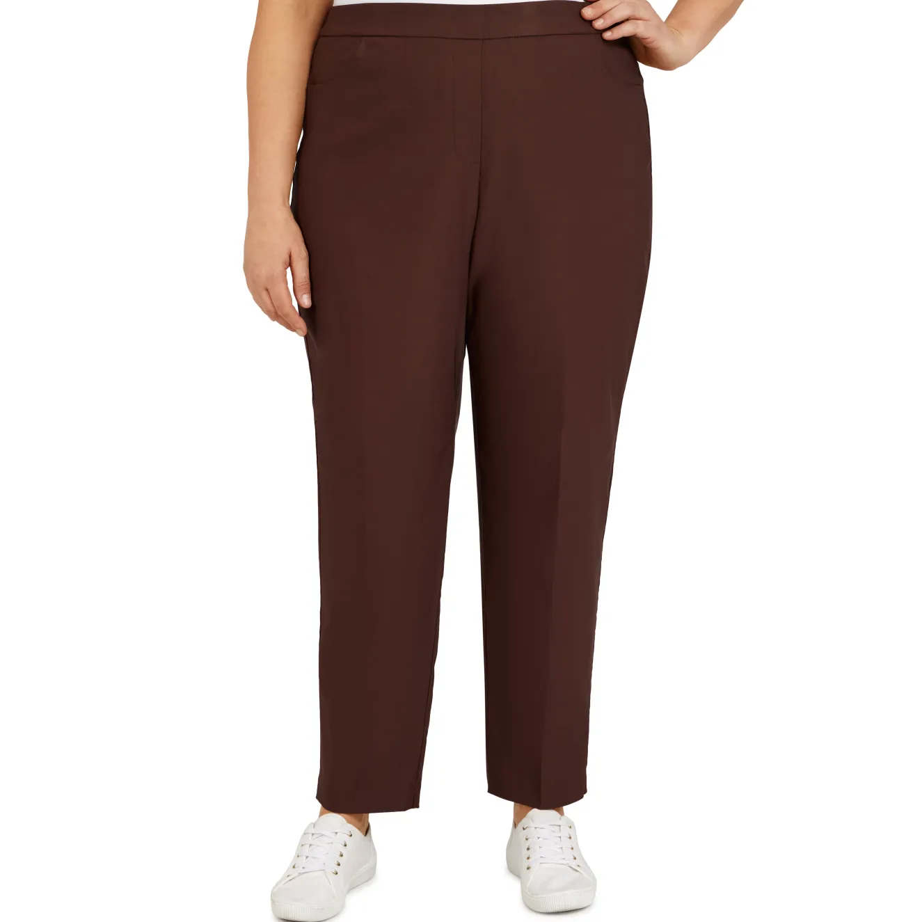 Alfred Dunner Classic Allure Fit Proportioned Pant with Elastic Comfort Waistband, Short Length, Plus