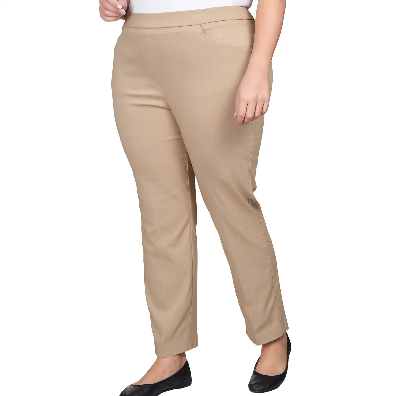 Alfred Dunner Classic Allure Fit Proportioned Pant with Elastic Comfort Waistband, Short Length, Plus