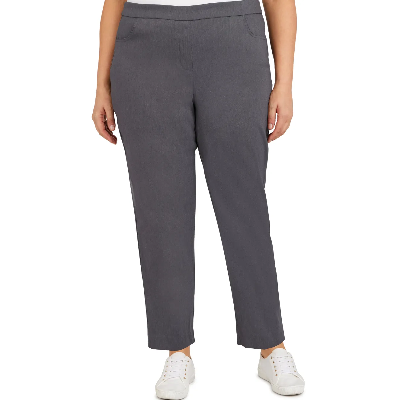 Alfred Dunner Classic Allure Fit Proportioned Pant with Elastic Comfort Waistband, Short Length, Plus