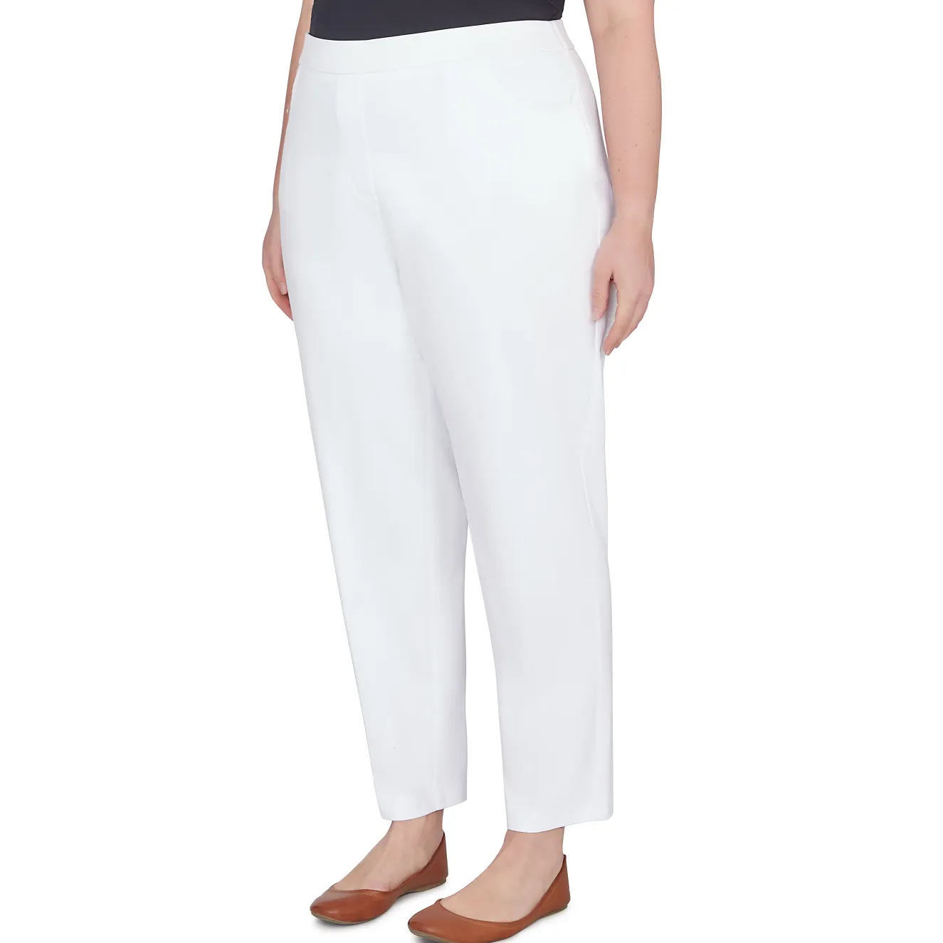 Alfred Dunner Classic Allure Fit Proportioned Pant with Elastic Comfort Waistband, Short Length, Plus