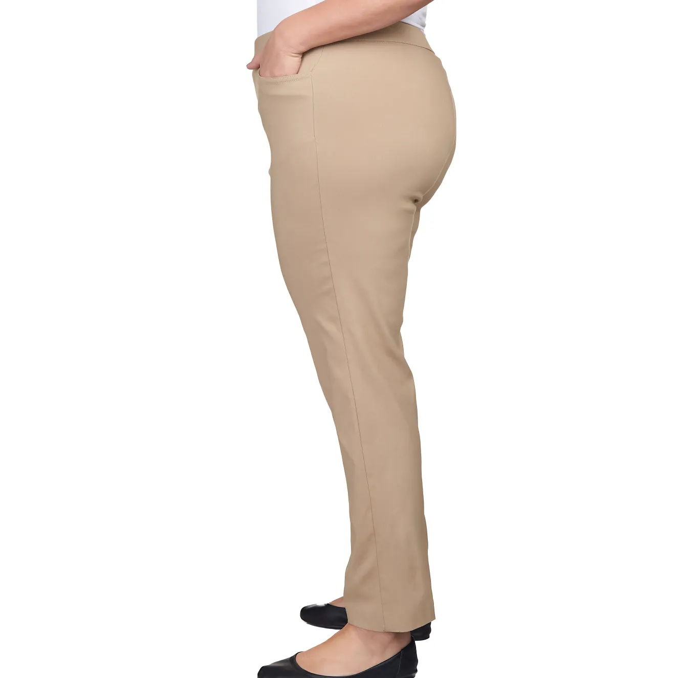 Alfred Dunner Classic Allure Fit Proportioned Pant with Elastic Comfort Waistband, Short Length, Plus