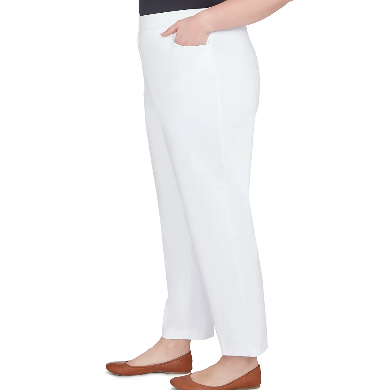 Alfred Dunner Classic Allure Fit Proportioned Pant with Elastic Comfort Waistband, Short Length, Plus