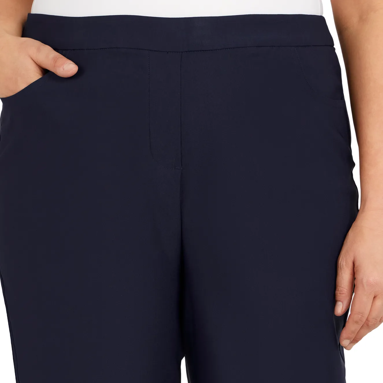Alfred Dunner Classic Allure Fit Proportioned Pant with Elastic Comfort Waistband, Short Length, Plus