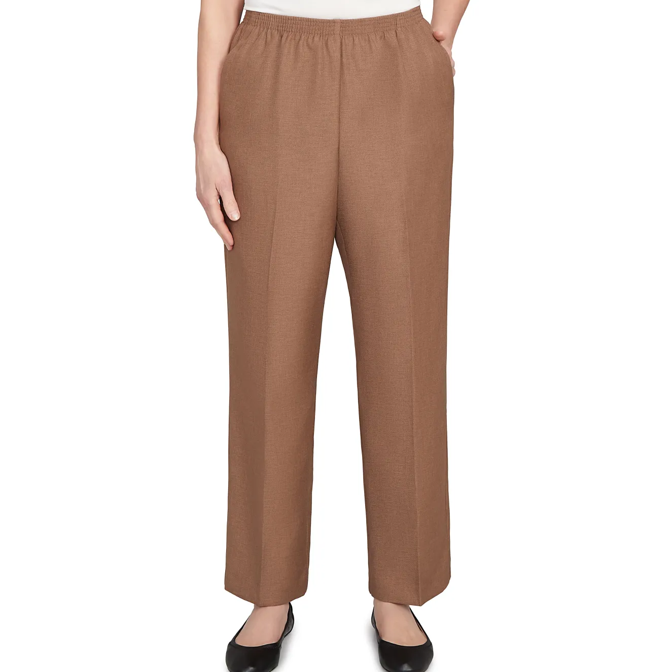 Alfred Dunner Classic Signature Fit Textured Trousers with All-Around Elastic Waistband, Short