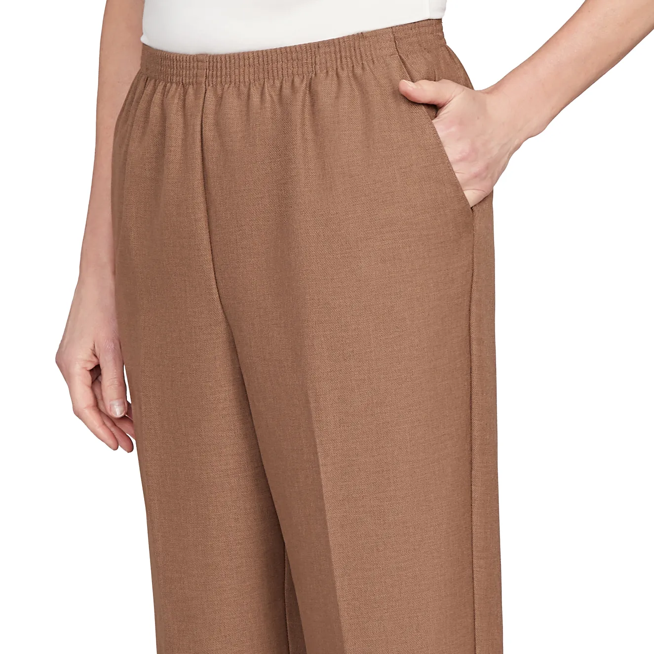 Alfred Dunner Classic Signature Fit Textured Trousers with All-Around Elastic Waistband, Short