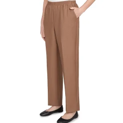 Alfred Dunner Classic Signature Fit Textured Trousers with All-Around Elastic Waistband, Petite