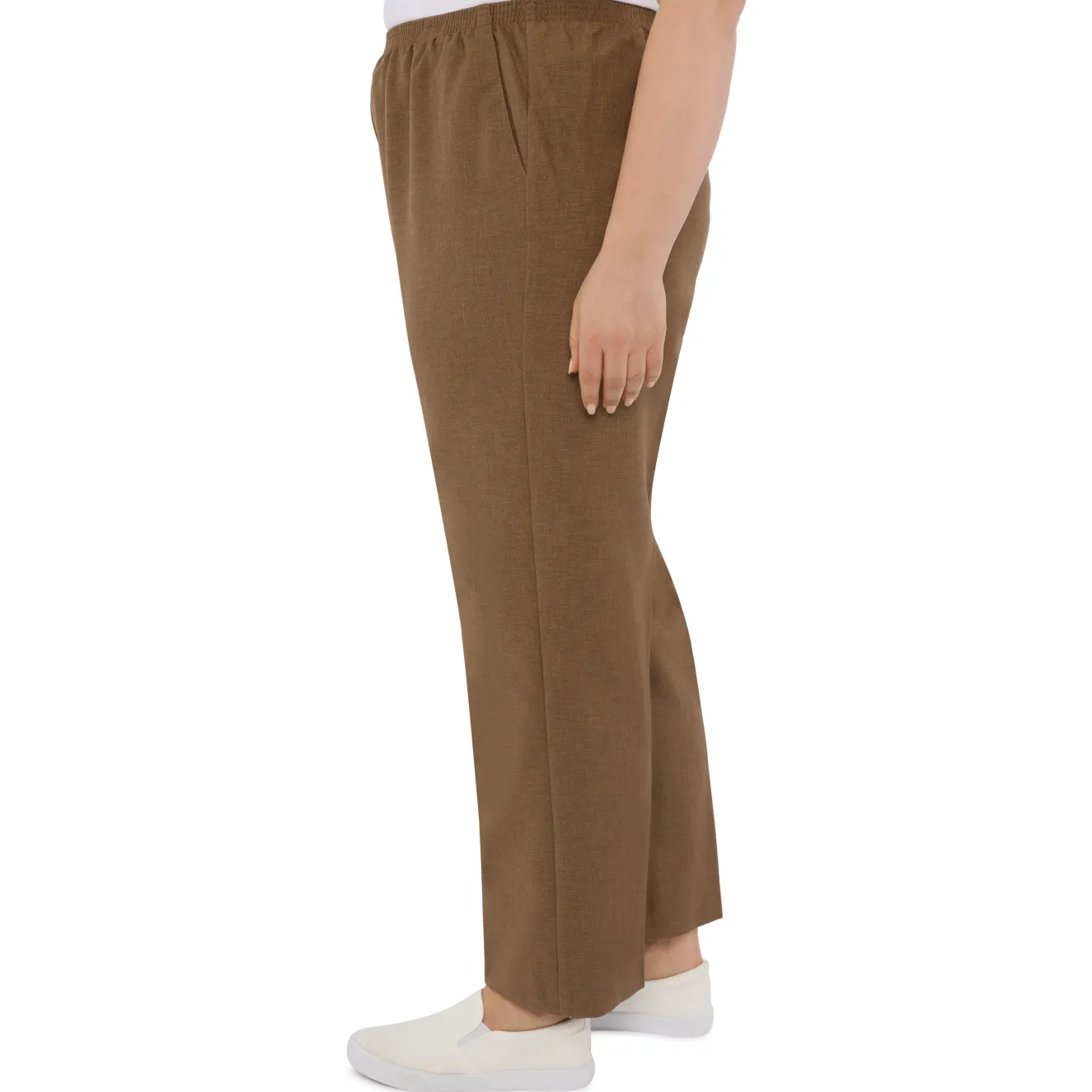 Alfred Dunner Classic Signature Fit Textured Trousers with All-Around Elastic Waistband, Plus