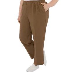 Alfred Dunner Classic Signature Fit Textured Trousers with All-Around Elastic Waistband Short Length, Plus