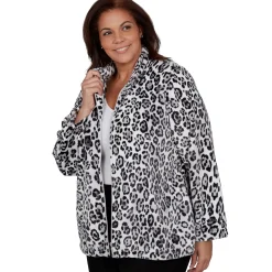 Alfred Dunner Cozy Animal Print Knit Jacket