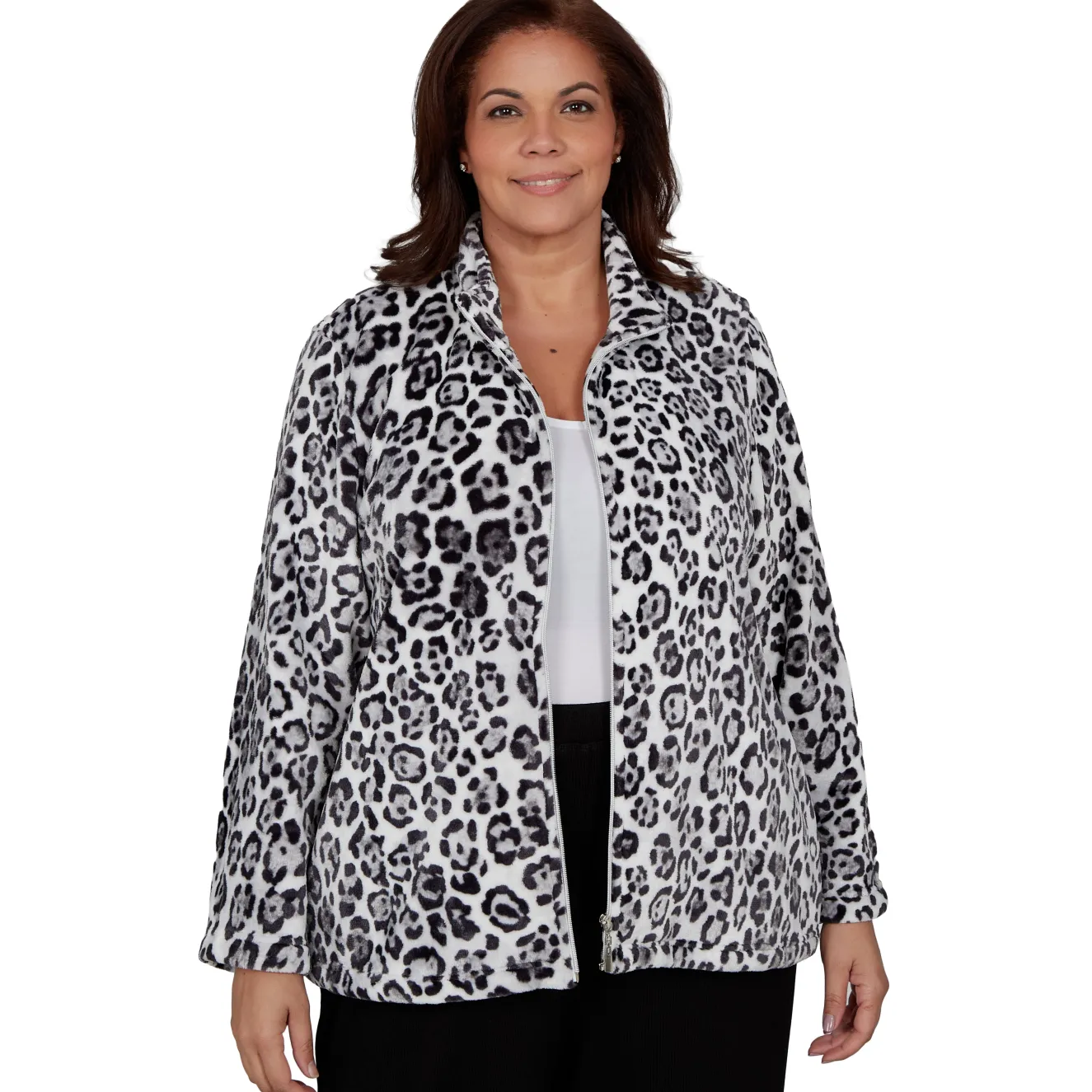 Alfred Dunner Cozy Animal Print Knit Jacket