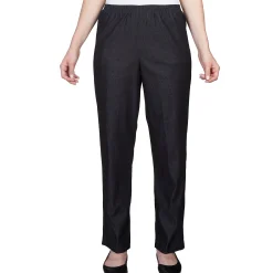 Alfred Dunner Denim Comfort Waistband Mid Rise Regular Fit Straight Leg Pant Short Length, Petite