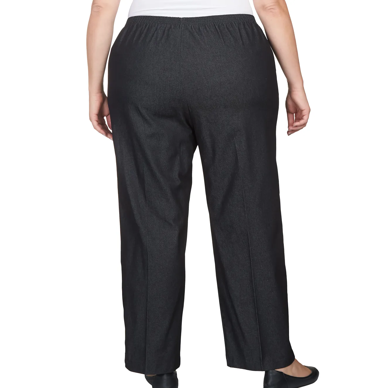Alfred Dunner Denim Comfort Waistband Mid Rise Regular Fit Straight Leg Pant Short Length, Plus