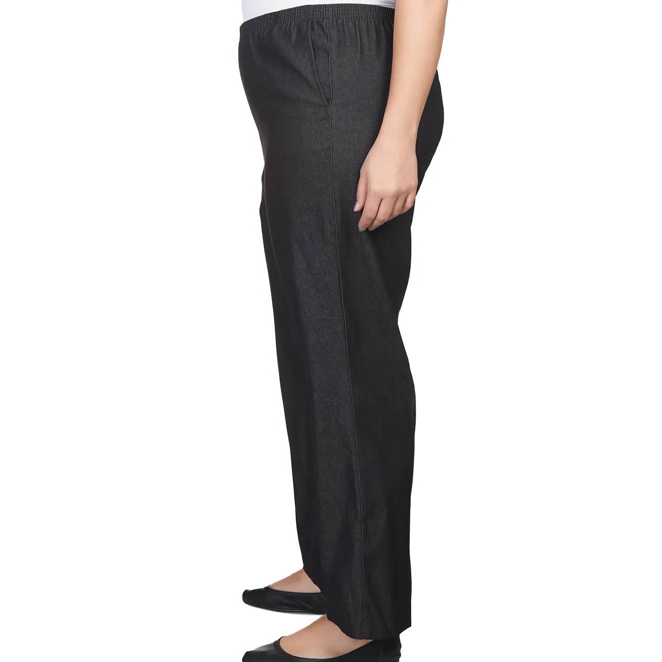 Alfred Dunner Denim Comfort Waistband Mid Rise Regular Fit Straight Leg Pant Short Length, Plus