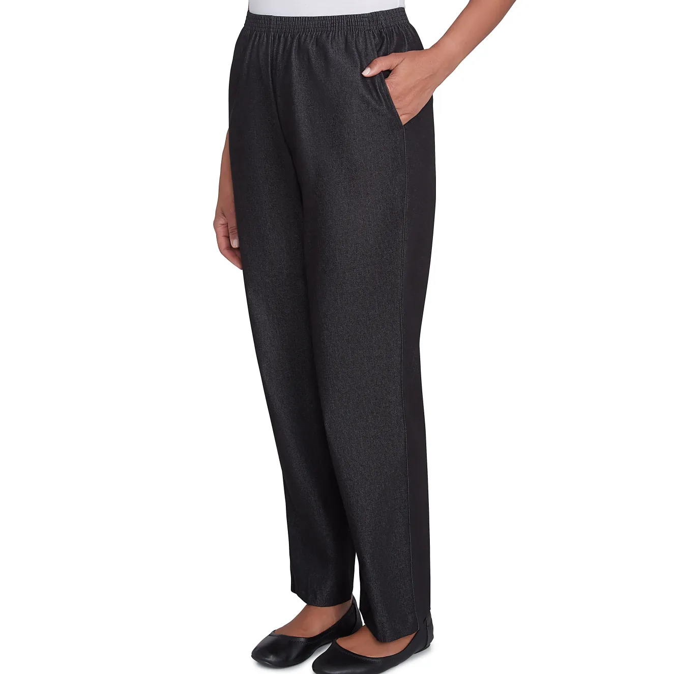 Alfred Dunner Denim Comfort Waistband Straight Leg Pant, Short