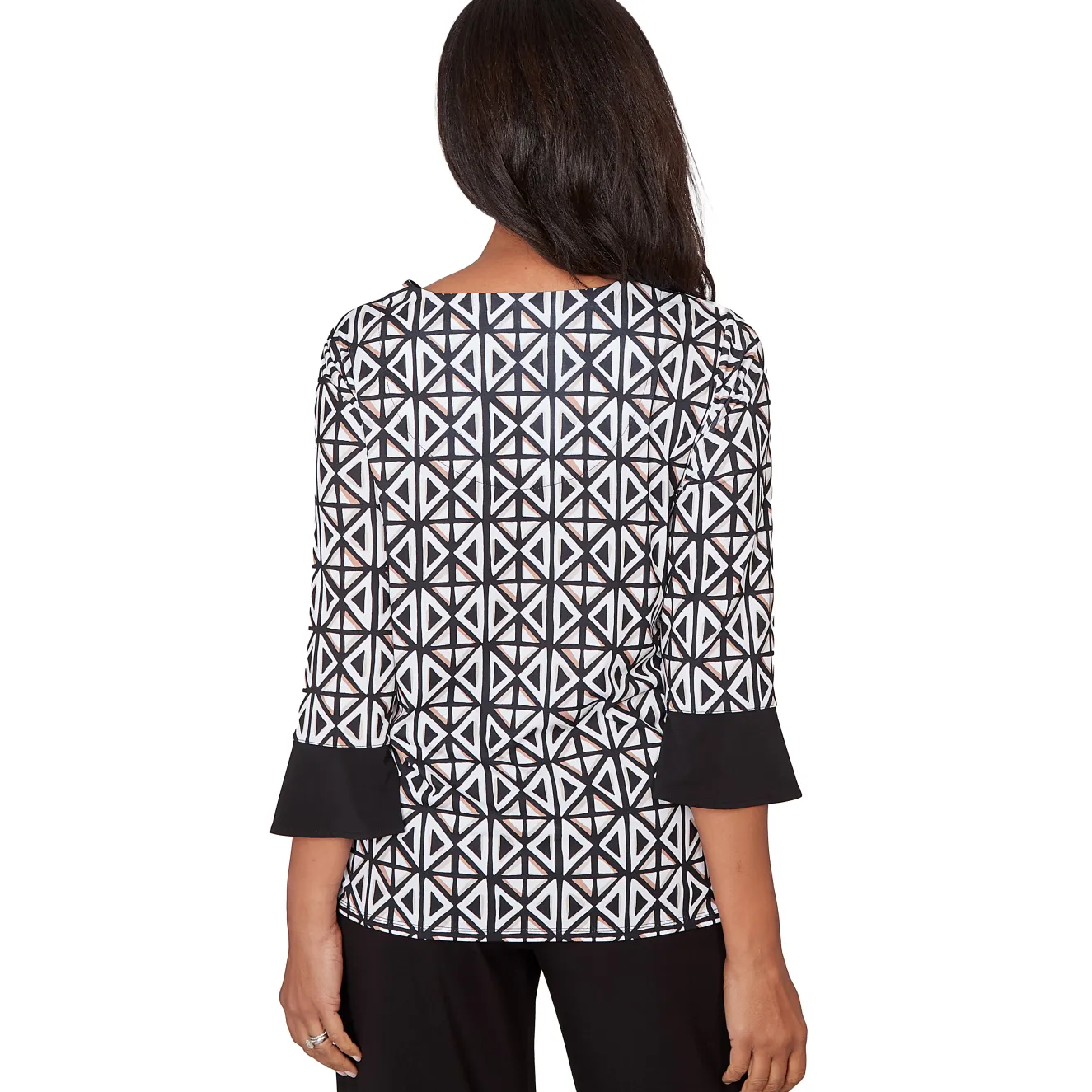 Alfred Dunner Floral Geo Patchwork Split Neck Top, Petite