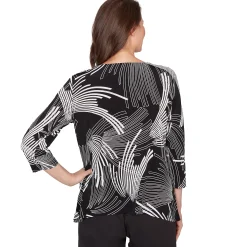 Alfred Dunner Geometric Sharkbite Hem Top with Necklace, Petite
