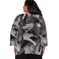 Alfred Dunner Geometric Sharkbite Hem Top with Necklace, Plus