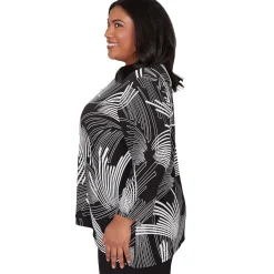 Alfred Dunner Geometric Sharkbite Hem Top with Necklace, Plus