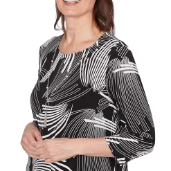 Alfred Dunner Geometric Sharkbite Hem Top with Necklace