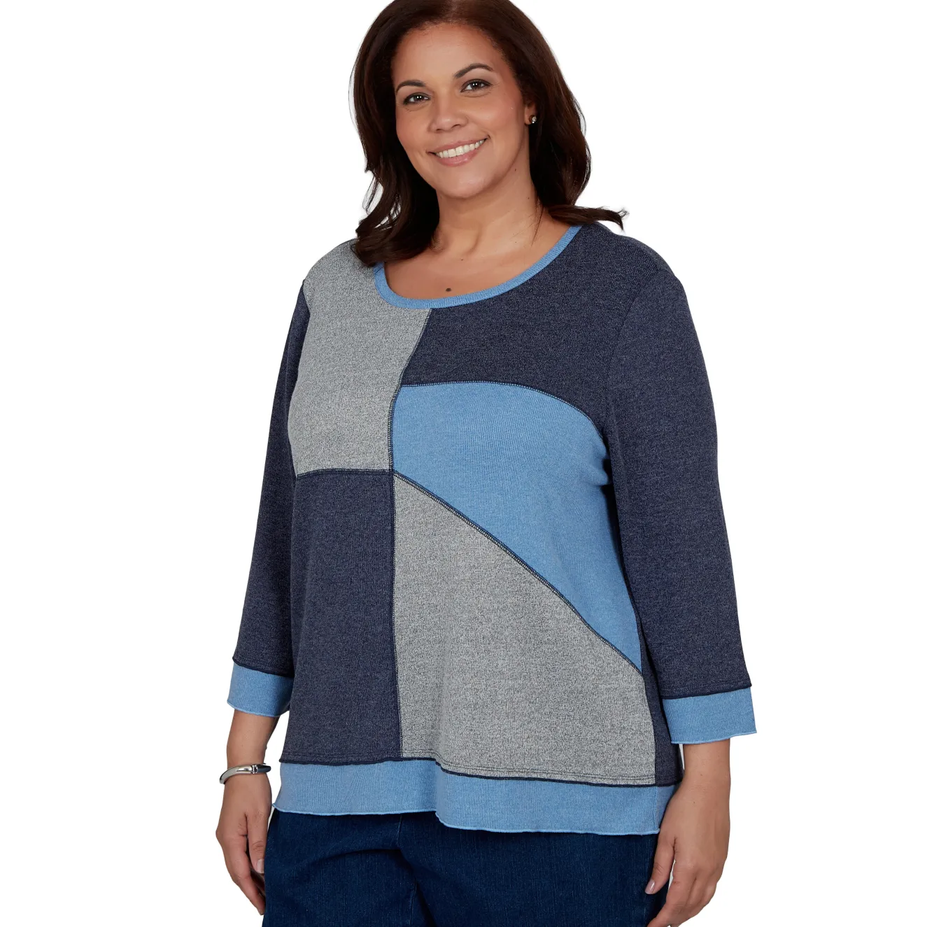 Alfred Dunner Heathered Colorblock Knit Top