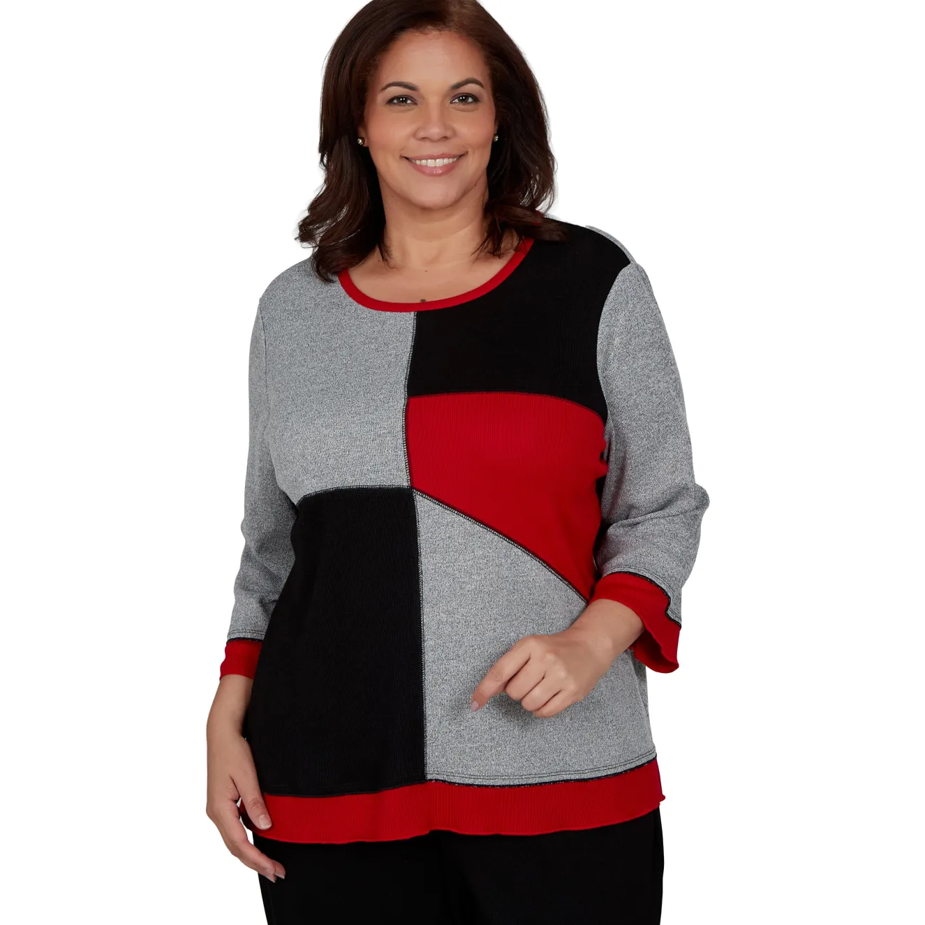 Alfred Dunner Heathered Colorblock Knit Top