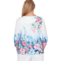 Alfred Dunner Ombre Border Floral Lace Top, Petite