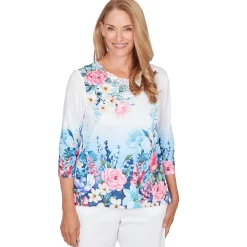 Alfred Dunner Ombre Border Floral Lace Top, Petite