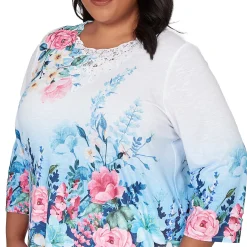 Alfred Dunner Ombre Border Floral Lace Top, Plus