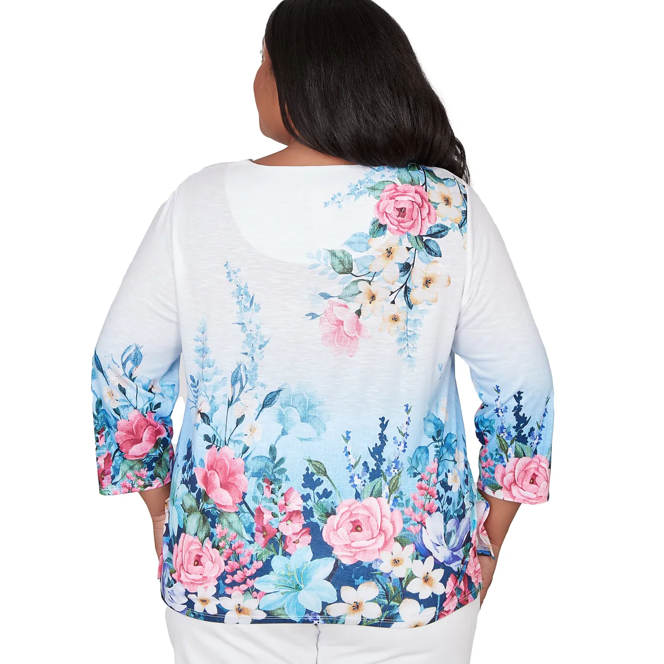 Alfred Dunner Ombre Border Floral Lace Top, Plus