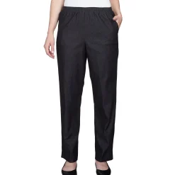 Alfred Dunner Petite Denim Comfort Waistband Mid Rise Regular Fit Straight Leg Pant Average Length, Petite