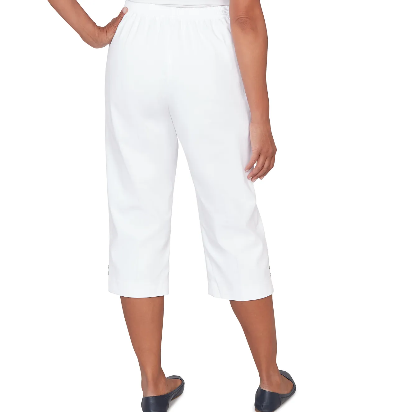 Alfred Dunner Solid Twill Button Hem Capri Pant