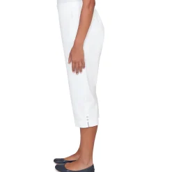 Alfred Dunner Solid Twill Button Hem Capri Pant
