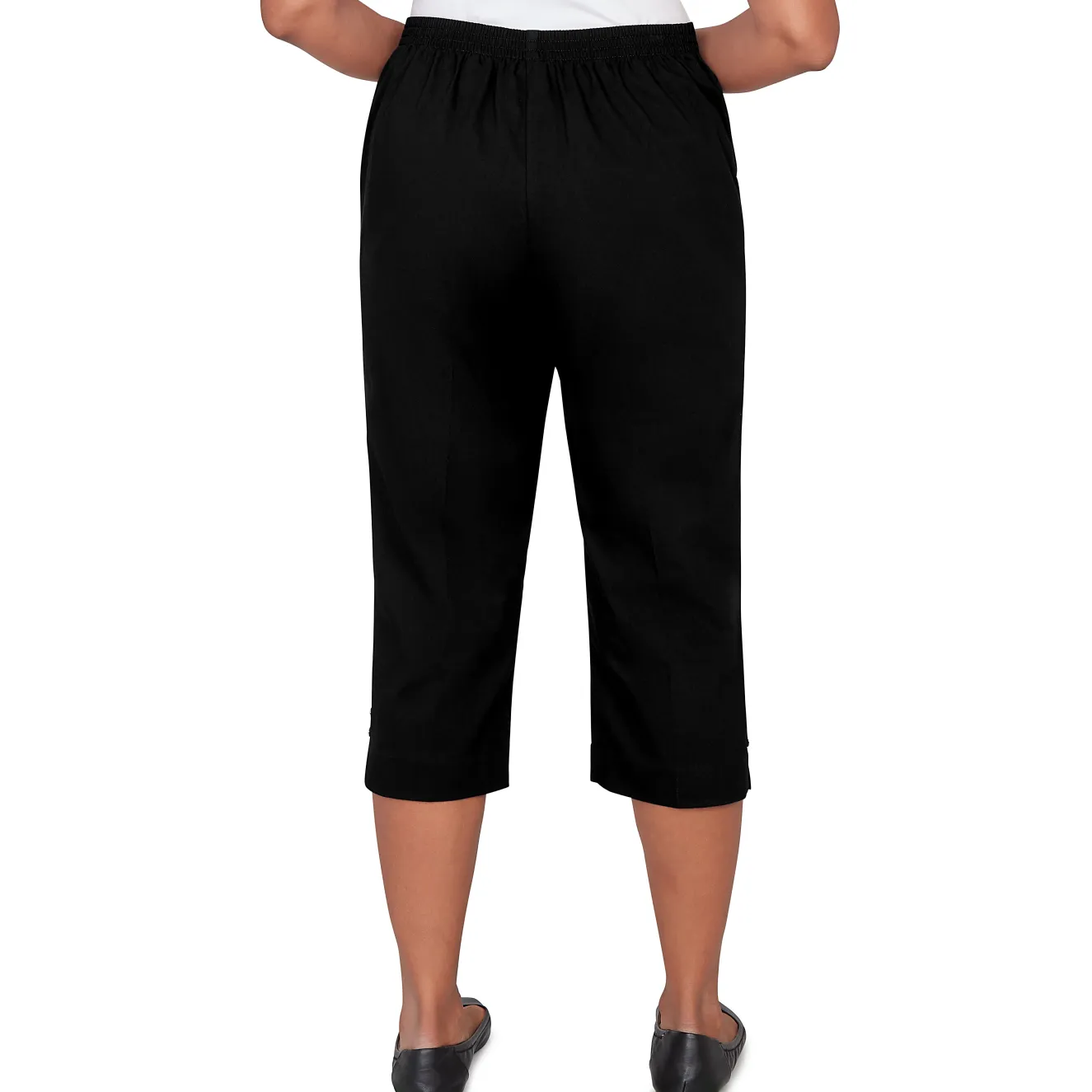 Alfred Dunner Solid Twill Button Hem Capri Pant