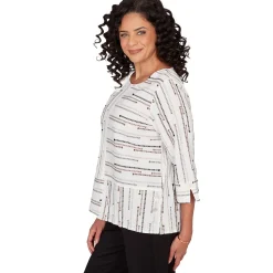 Alfred Dunner Spliced Jacquard Stripe Top, Petite