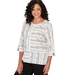 Alfred Dunner Spliced Jacquard Stripe Top, Petite