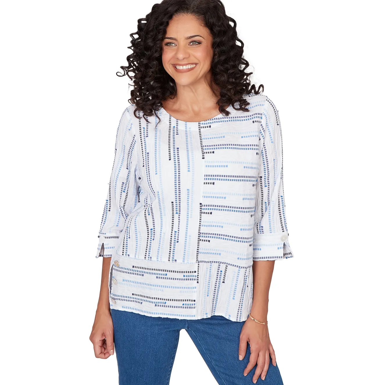 Alfred Dunner Spliced Jacquard Stripe Top, Petite