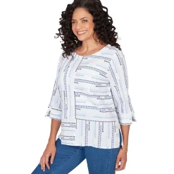 Alfred Dunner Spliced Jacquard Stripe Top, Petite