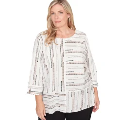 Alfred Dunner Spliced Jacquard Stripe Top, Plus