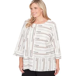 Alfred Dunner Spliced Jacquard Stripe Top, Plus
