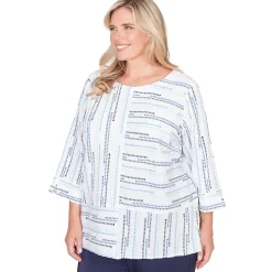 Alfred Dunner Spliced Jacquard Stripe Top, Plus